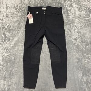 New HORZE Grand Prix Knee Patch Breeches Women’s Size US XXL - W 34 Black Pants‎